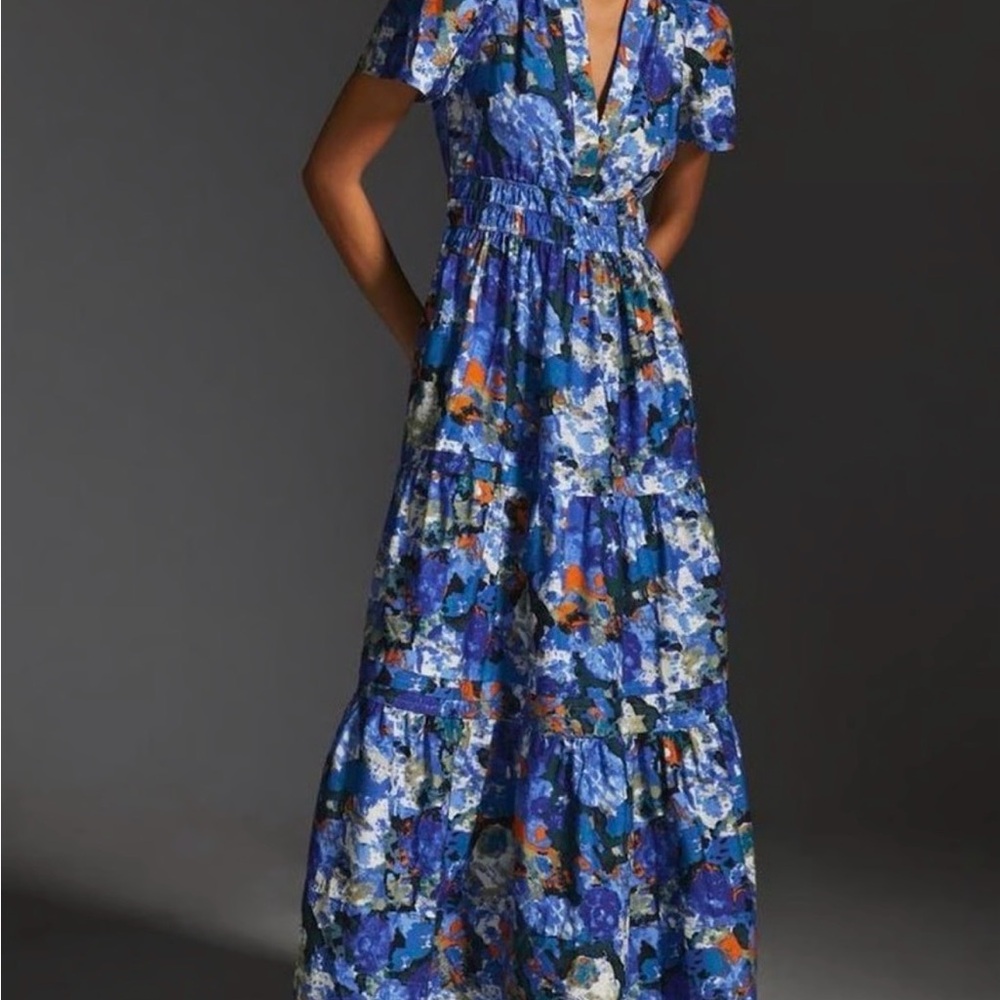 Anthropologie Somerset Blue Maxi